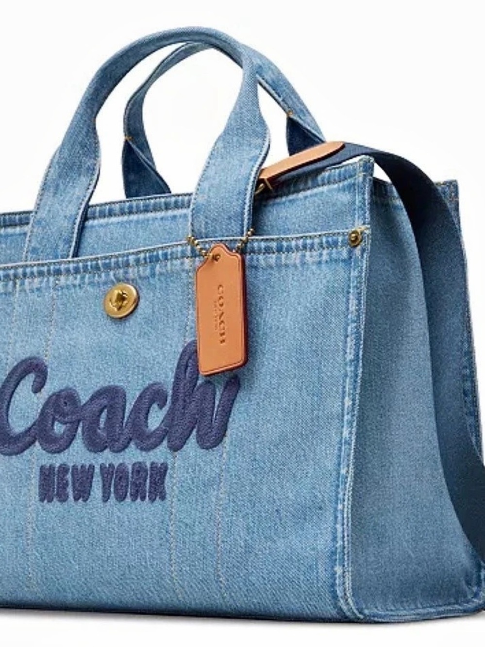 Coach Field Tote 22 In Signature Denim Tote Blue - Picture 2 of 2